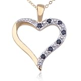 18k Yellow Gold Overlay Sterling Silver Sapphire and Diamond Accent Open Heart Pendant, 18