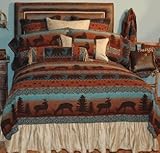 IMAGE OF Wooded River Deer Meadow Full Queen Size Bedspread Coverlet