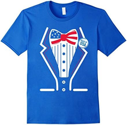 Men's USA United States America Merica Flag Tuxedo Tux T-Shirt Large Royal Blue