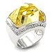 Rhodium Plated Sterling Silver Ring with Citron Yellow Colored CZ