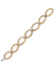 Sterling Silver Cubic Zirconium Silver Yellow Link Bracelet
