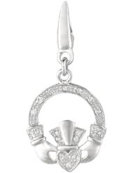 Sterling silver 0.09ct TDW Diamond Irish Claddagh (Charm)