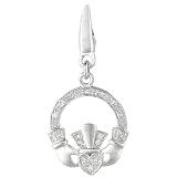 Sterling silver 0.09ct TDW Diamond Irish Claddagh (Charm)