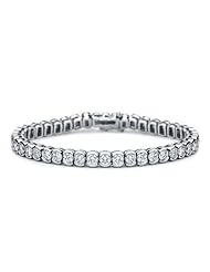Round Brilliant Diamond Semi-bezel 14K White Gold Tennis Bracelet (3.05 cttw,F-G Color, SI2 Clarity), 7.25 Inch