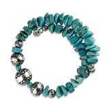 Turquoise and Native Pearl Comfort Coil Bracelet