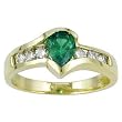 14K Yellow Gold Emerald and Diamond Ring