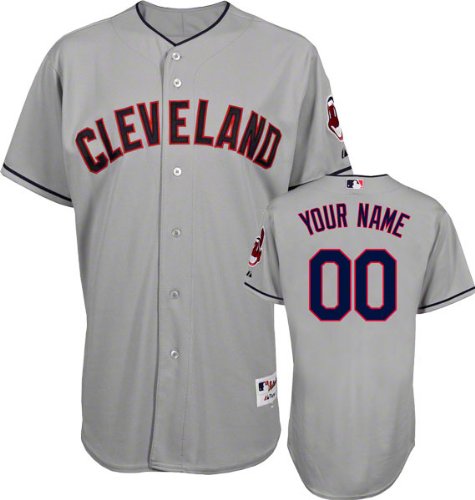 Cleveland Indians Majestic -Personalized With Your Name- Road Grey Authentic Jersey