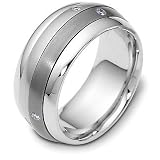 9mm Titanium and Platinum SPINNING Diamond Wedding Band Ring