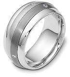 9mm Titanium and Platinum SPINNING Diamond Wedding Band Ring