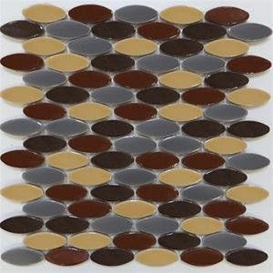PORCELAIN OVAL MOSAIC TILE BROWN