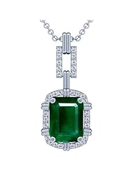 Platinum Emerald Cut Emerald And Round Diamond Pendant (GIA Certificate)