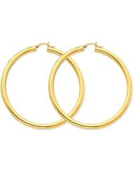 14k Yellow Gold Polished 4mm Lightweight Round Hoop Earrings. Metal Wt- 5.59g