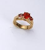 Sapphire Ring 2.80k of Orange Sapphire on 14k Gold 3 Stone ring