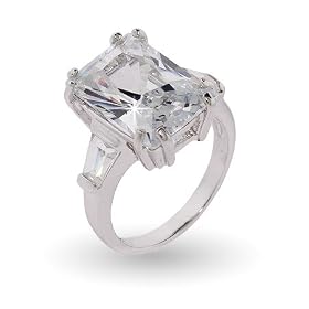 Sterling Silver Elegant Diamond CZ Engagement Ring: Eve's Addiction: Jewelry