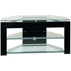 Planet 3 52-Inch Glass and Metal TV Stand, Black Clear by PLANET 3