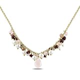 Freshwater White Pearl 12 CT TGW Multi-colored Multi-Gemstone Necklace (18 in)