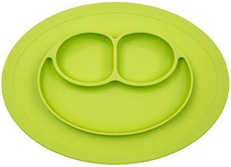 BEST SELLING One-Piece Silicone Suction Placemat + Plate, Baby Plate, Toddler Plate with Suction (Green)
