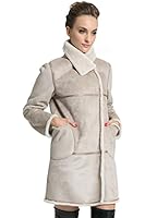 Ovonzo Women's Ultra Soft Faux Suede Leather Pea Coat