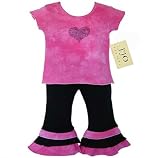 JoJo Designs 2 Piece Tie Dye Heart Infant Girl Outfit, 12 to 18 Months