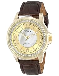 XOXO Womens XO3182 Rhinestone Accent Dial Brown Crocodile Strap Watch