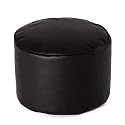 Round Beanbag Stool in BLACK Faux Leather