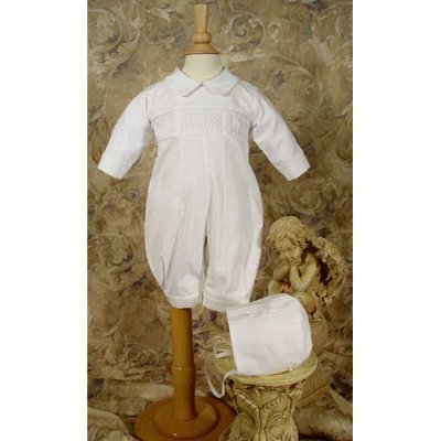 Little Things Mean a Lot Benjamin Cotton Christening Romper - CB938124