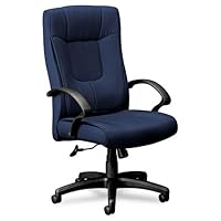 BasyxTM VL441 Series High-Back Executive Chair w/Navy Fabric, Black Frame, 5-Star Base