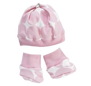 Dwellstudio Organic Hat and Booties Set, Dots Petal, 0-6 Months