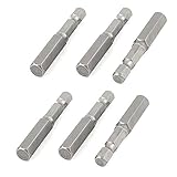 uxcell　六角ドライバービット　六角棒　磁気ドライバー　磁気　六角ヘッド　６個入り　シルバートーン