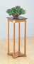 Oak Finish Wood Plant Stand in Green Marble Side/End Table Top