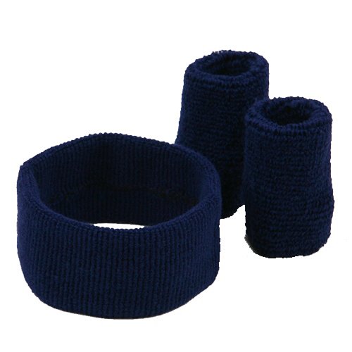 Solid Color Head and Wrist Band Set-Navy W12S23E