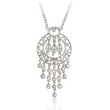Vintage Sterling Silver Diamond cz Chandelier Necklace