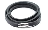 Black Triple Wrap Leather Bracelet, 6 Millimeters in Width, 23 Inches in Length