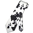 Black White Cow Animal Skin Print Neck Tie. SILK Men's NeckTie.