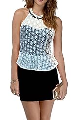 Sleeveless Cotton  Lace  Dress With Pearls