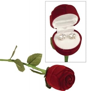 240-2CTR Premium Premium Cubic Zirconia Earrings with Long Stem Rose (Case of 100)