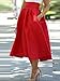 Choies Women's Red High Waist Pocket Plain Flare Pleated Skater Midi Skirt M