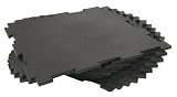 Rubber-Cal Puzzle-Lock Interlocking Basement Flooring - 3/8x20x20inch, 25Pack, 68 Sqr/Ft - Black Mats