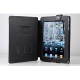 Leather Carrying Case Cover/Folio With Built-in Stand for Apple iPad 3G tablet / Wifi model 16GB, 32GB, 64GB (BLACK)