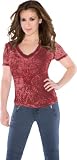 Chicago Bulls Women's Fade Route Crystals V-Neck T-Shirt - by Alyssa Milano