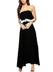 Strapless Floor Length Bandeau Neck Lace Open-Back Polyester/Spandex Maxi Dress 