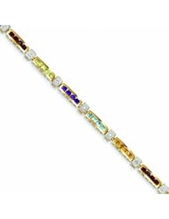 2.7 Carat 14K Gold Completed Genuine Fancy Diamond & Gemstone Rainbow Bracelet