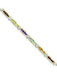 Genuine 14K Yellow Gold Completed Genuine Fancy Diamond & Gemstone Rainbow Bracelet 6 Grams Of Gold 100% Satisfaction Guaranteed.