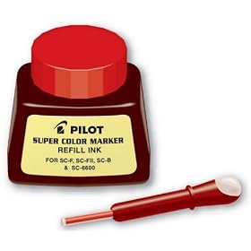 Pilot Super Color Permanent Marker Refill Ink, 1 Ounce Bottle with Dropper, Red Ink (43700)
