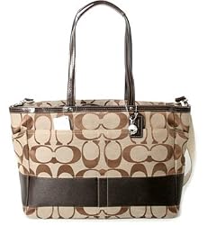 Coach Hamptons Stripe Baby Diaper Multifunction Bag Tote 13803 Mahogany