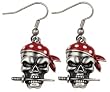 Skull Pirate with Dagger Earrings - Pewter - 0.75'' Height