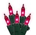 Set of 150 Heavy Duty Pink Mini Christmas Lights - Green Wire Connect 6