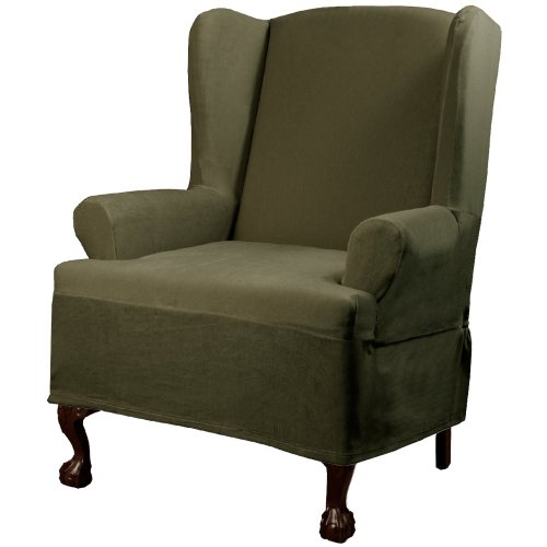 Maytex Carter Wing Chair Cover, Olive