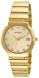Mens Pulsar or ton inox v&eacute;ritable cristaux Date robe montre PXH616