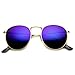 zeroUV - Retro Fashion Metal Frame Flash Mirror Lens Round Sunglasses